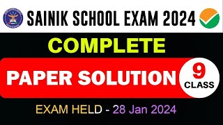 Sainik School Exam 2024 Complete Paper Solution for Class 9AISSEE 2024 Answer KeySainik School [upl. by Herwig]