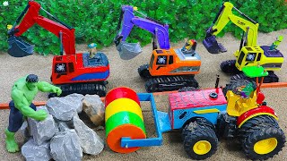 Diy tractor mini Bulldozer to making concrete road  Construction Vehicles Road Roller 118 [upl. by Hammock]