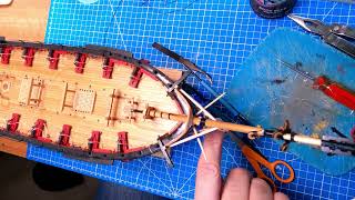 Model Shipways US Brig Syren part 23 Finishing up the rigging for the bowsprit [upl. by Eelydnarb]