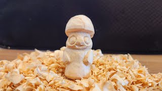 How to carve Cute Mushroom Man from Wood Block  Whittling for beginners [upl. by Aivatra818]