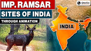 Important RAMSAR sites of INDIA  SMART Revision through Animation  UPSC 202324 pwonlyias [upl. by Ettessil]