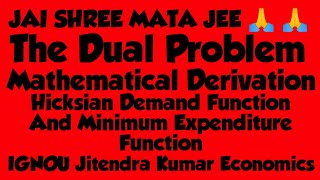 Minimum Expenditure Function Hicksian Demand Function By IGNOU Jitendra Kumar Economics [upl. by Raclima]