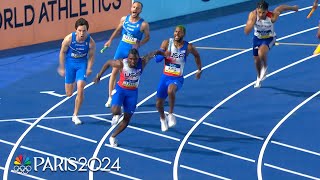 Noah Lyles anchors USA to mens 4x100m victory at World Athletics Relays  NBC Sports [upl. by Essilrahc]