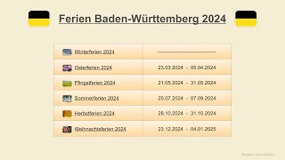 Ferien Baden Württemberg 2024 [upl. by Ayidan276]