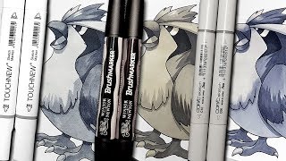 Cool gray marker comparison Copic TOUCHNEW Winsor Newton brush markers [upl. by Scevo387]