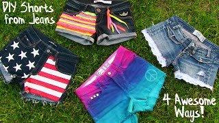 DIY Clothes 4 DIY Shorts Projects from Jeans Easy [upl. by Annairoc]