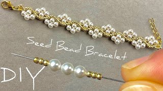 Beads Bracelet Making Tutorial Seed Bead Bracelet  Pearl Bracelet Making [upl. by Kalam]