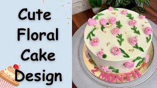 इतनी गड़बड़ के बाद भी कैसा बना केक  Cute Floral Cake  Flower Cake Design [upl. by Adehsor]