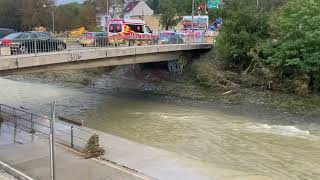 Wienfluss 17092024 Westeinfahrt Auhof  Brauhausbrücke  Pegel sinken aktuell Hochwasser wien [upl. by Jannelle]