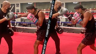 MARIO BARRIOS FIRST LOOK AT TRAINING FOR KEITH THURMAN FIGHT SHOWS CRACKING JAB amp SMOOTH COUNTERS [upl. by Tolecnal]