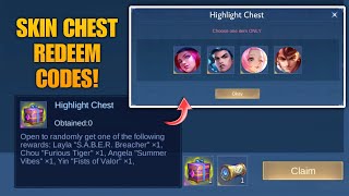 CLAIM FREE SKIN CHEST REDEMPTION CODES  MLBB 7TH ANNIVERSARY HIDDEN CODES [upl. by Haduhey]