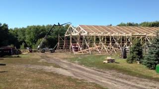 Erecting Roof Trusses on Pole Shed [upl. by Artemas]