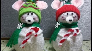 DIYAdorable Christmas Mouse Made From DT Sock EASY NOSEW [upl. by Nolra]