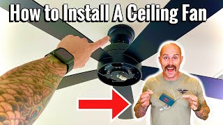 How to Install a Hunter Low Profile Ceiling Fan  5xxxx Series Models [upl. by Einned]