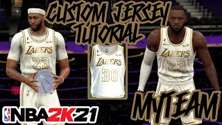 LA LAKERS CUSTOM JERSEY TUTORIAL WHITE GOLD UNIFORM NBA 2K21 MyTeam ProAM CUSTOM CREATION [upl. by Carlile]