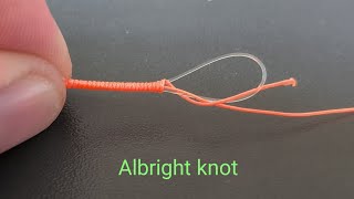 Albright Knot How to tie fluorocarbon and braided line together [upl. by Sybley117]