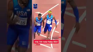 quotRecordBreaking 4x100m Relay at Paris 2024 Olympics  Epic Sprint Finishquottrackandfield [upl. by Edee]