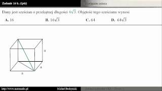 Zadanie 16b  matura z matematyki Sześcian zestaw 1 [upl. by Calondra]