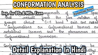 Conformation Analysis  conformation analysis of butane detail habdmade notes with PDF [upl. by Dercy]