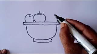 How to draw a fruit basket fruit basket line drawingeasy drawing step by step [upl. by Enaid915]