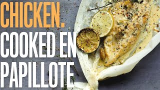 Chicken papillotes with cream mustard and thyme sauce  French home cooking [upl. by Aikcin]