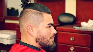 Fade Tutorial with a Man Bun  StepbyStep Guide by MC Barber [upl. by Acimad]