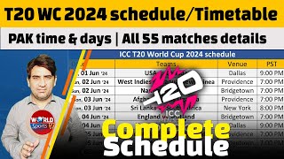 ICC T20 World Cup 2024 schedule announced  T20 CWC 2024 schedule timetable amp day [upl. by Thatcher242]