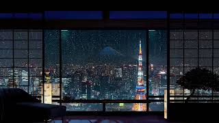 Rain Over Tokyo w Distant Rolling Thunder Sounds for sleep study relaxation  ASMR 4K [upl. by Esela979]