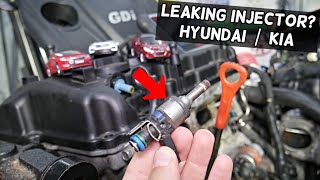 SYMPTOMS OF LEAKING FUEL INJECTOR HYUNDAI KIA GDI 16 20 24 25 [upl. by Cormac]