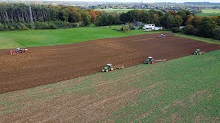 Jean Stassart  Services agricoles amp Terrassement au semis des froments avec 3 charrues et 2 semoirs [upl. by Esilec]