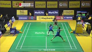 Zhang NanZhao Yunlei vs T AhmadL Natsir  XD SF Match 2  Maybank Malaysia Open 2015 [upl. by Dayle]