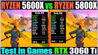 Ryzen 5600X vs Ryzen 5800X  RTX 3060 Ti 8GB  Test in 13 Games at 1080p  Tech MK [upl. by Arza]