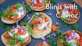 Blinis with Danish Caviar Stenbiderrogn  In Carinas Kitchen [upl. by Jonis]