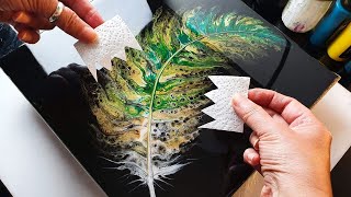 STUNNING Acrylic SWIPE Feather Painting Tutorial  ABcreative  Fluid Acrylic Pour [upl. by Cralg]