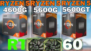 Ryzen 5 4600G vs Ryzen 5 5600G vs Ryzen 5 5600GT  Testes Comparativo RTX 4060 [upl. by Kotz235]