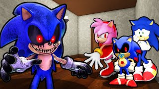 SONIC AND BABY SONICEXE AND AMYEXE VS ESCAPE SONICEXE HOUSE IN ROBLOX [upl. by Tova]