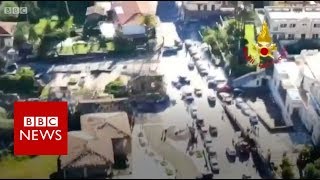 Mount Etna Aerial footage shows damage from Italy quakes  BBC News [upl. by Rodge]