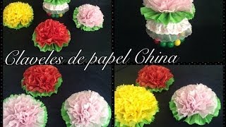 CLAVELES HECHOS CON PAPEL CHINA PARA DIVERSAS MANUALIDADES Y DULCEROS [upl. by Ahseem17]