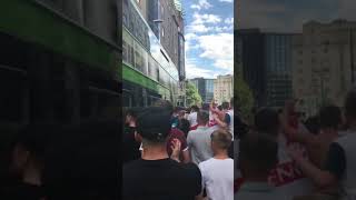 ‘VARDYS ON FIRE’  ENGLAND FANS SMASH UP BUSES IN LEEDS [upl. by Haletky]