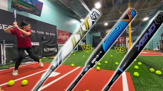 Louisville Slugger LXT 2021 vs XENO vs 2021 CF Fastpitch  Cage Side Hitting and Exit Speeds [upl. by Htebesile]