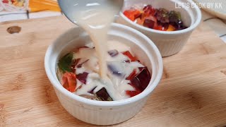 Jelly pudding 3 Ingredient recipe easy cooking  Lets cook by KK [upl. by Nitsirk304]