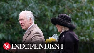 Watch again Royals depart Christmas Day church service in Sandringham [upl. by Gerius]