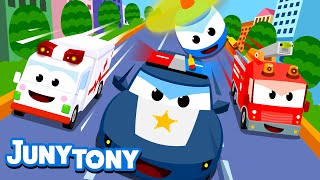 Vehicle Rescue Team  Vehicle Songs for Kids  Preschool Songs  JunyTony [upl. by Madea]