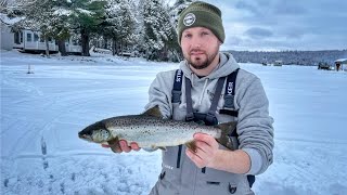 Landlocked Salmon  Ice Fishing From Camp [upl. by Epp255]