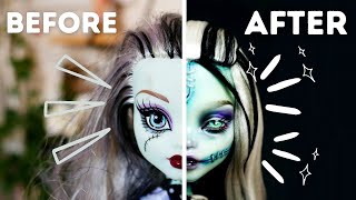 REVAMPING OLD DOLLS 🖌️ MONSTER HIGH FRANKIESTIEN REPAINT  relaxing Doll Repaint ooak  etellan [upl. by Ojillek830]