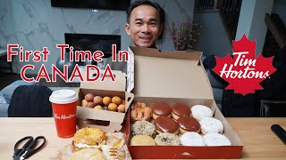 My Father In Law FIRST CANADIAN TIM HORTONS EXPIRENCE [upl. by Oiluj127]