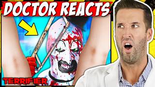 ER Doctor REACTS to CRAZIEST Terrifier Injuries [upl. by Etnaed]