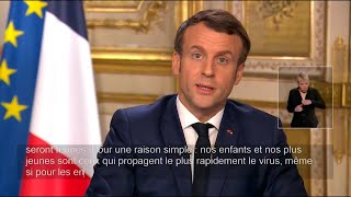 Macron annonce la fermeture des établissements scolaires jusquà nouvel ordre [upl. by Orrocos]