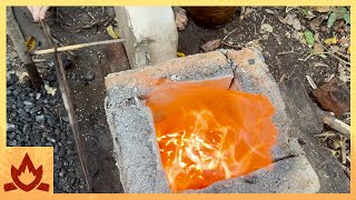 Primitive Technology OneWay Blower Iron Smelt amp Forging Experiment [upl. by Ades728]