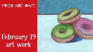 Wayne Thiebaud inspired mixed media donuts  Art Subscription Box [upl. by Marlane]